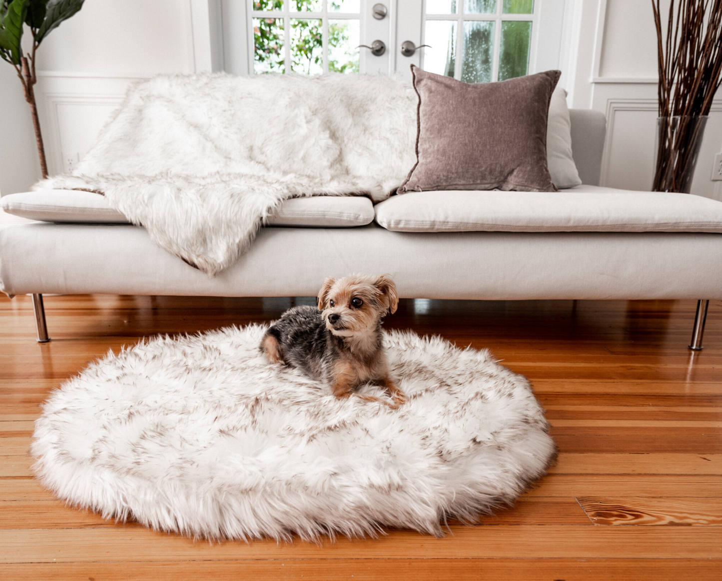 PupRug™ Mini Bundle - Orthopedic Bed, White + Matching Waterproof Blanket