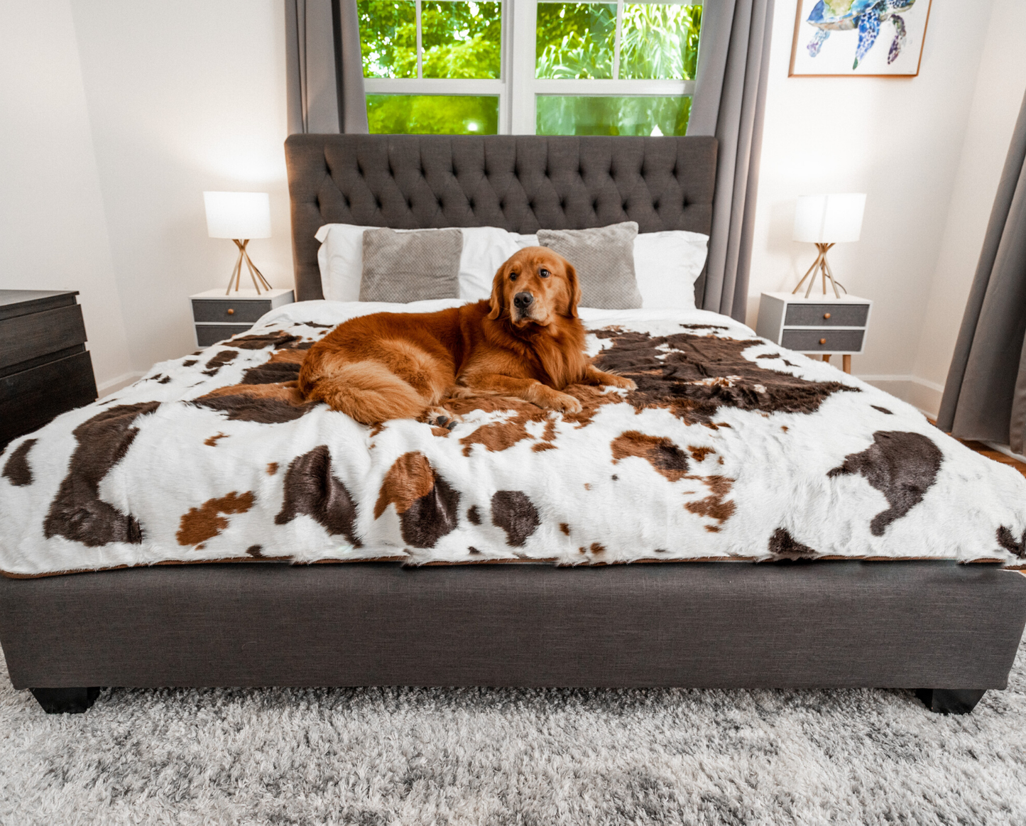 PupProtector™ Waterproof Throw Blanket - Brown Faux Cowhide