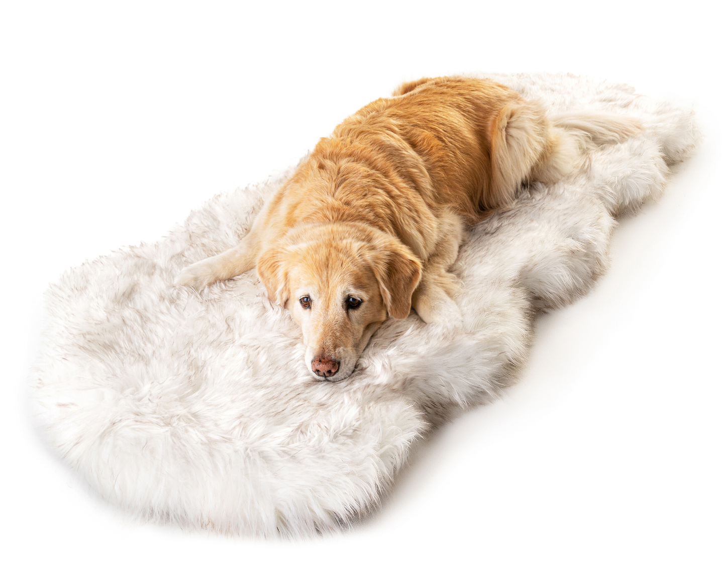 PupRug™ Runner Faux Fur Memory Foam Dog Bed Cover - Curve White (Bed Not Included)