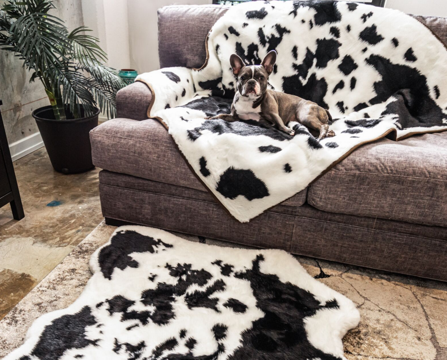PupProtector™ Waterproof Throw Blanket - Black Faux Cowhide