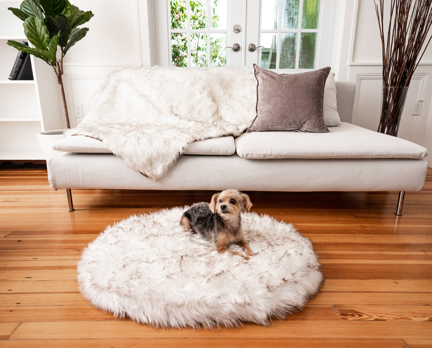 PupRug™ Mini Faux Fur Orthopedic Dog Bed - White