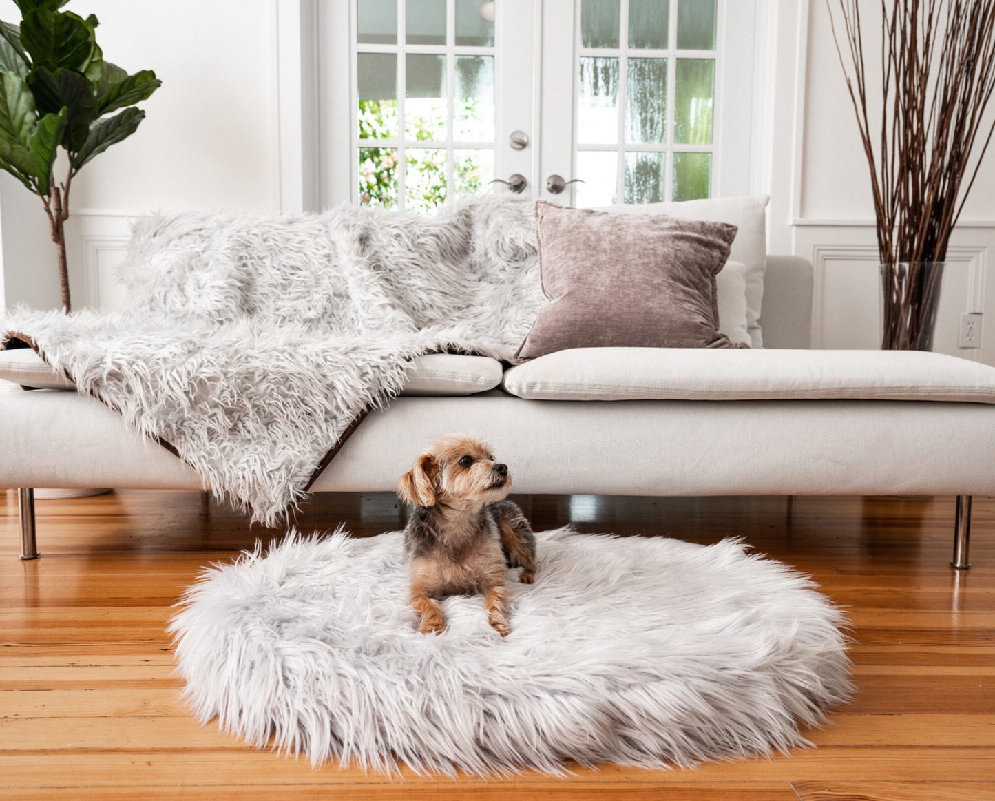 PupRug™ Mini Faux Fur Orthopedic Dog Bed - Grey