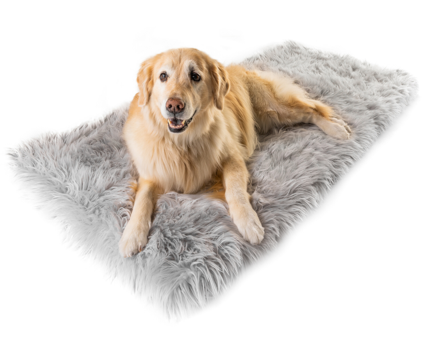 PupRug™ Runner Faux Fur Memory Foam Dog Bed - Rectangle Grey