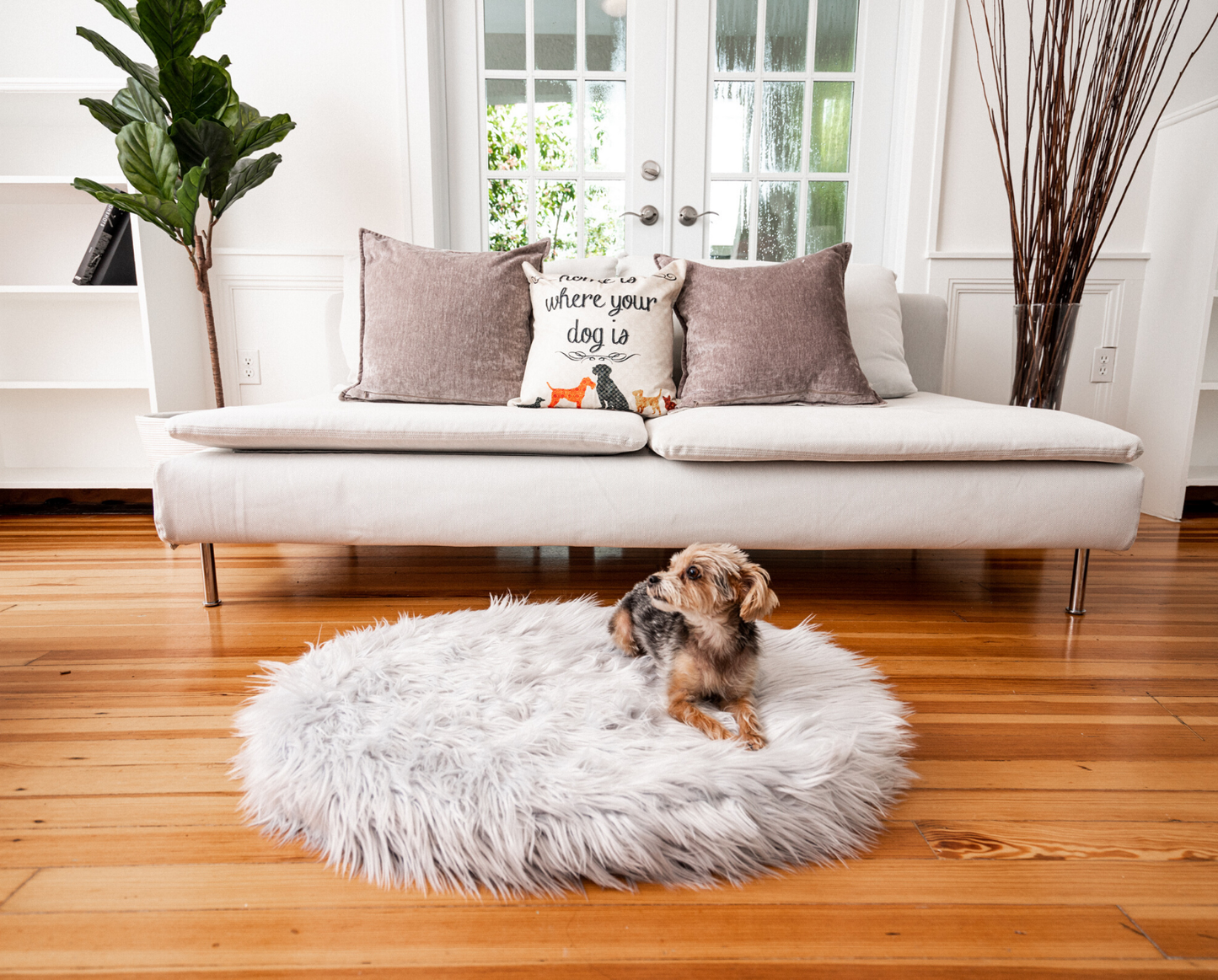 PupRug™ Mini Faux Fur Orthopedic Dog Bed - Grey