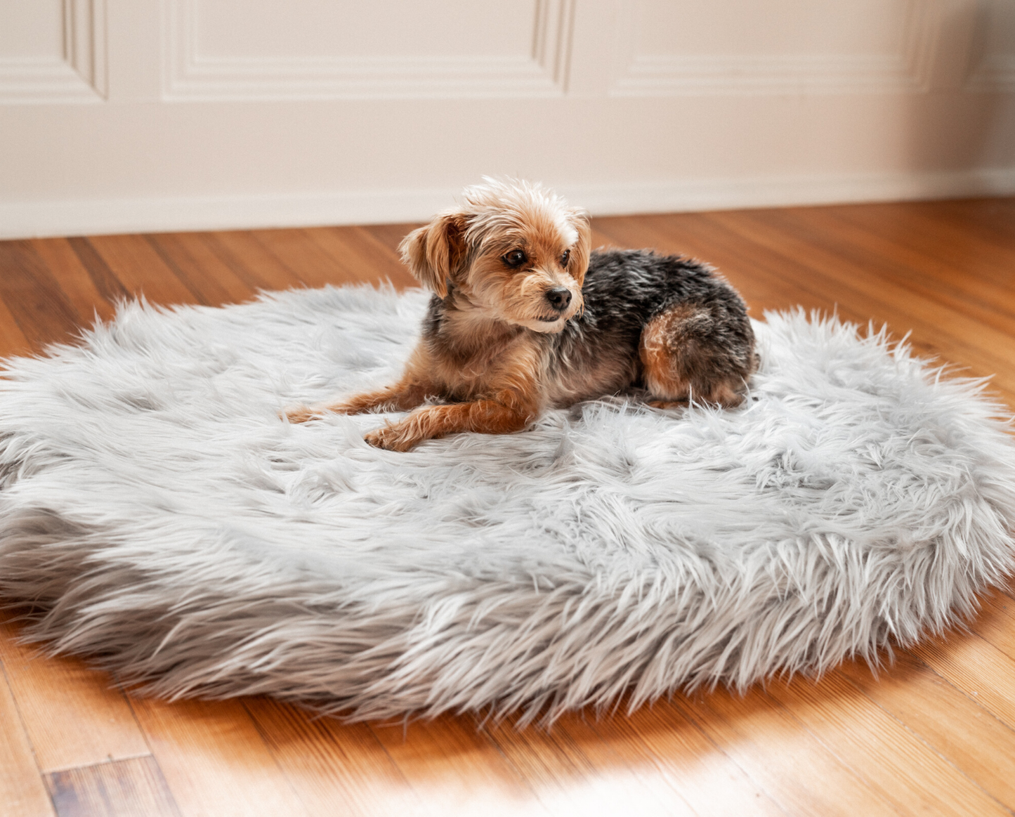 PupRug™ Mini Faux Fur Orthopedic Dog Bed - Grey