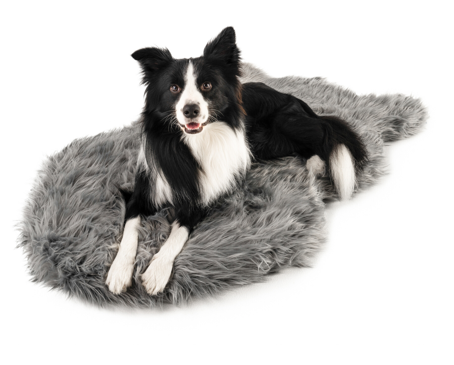PupRug™ Faux Fur Orthopedic Dog Bed - Curve Charcoal Grey