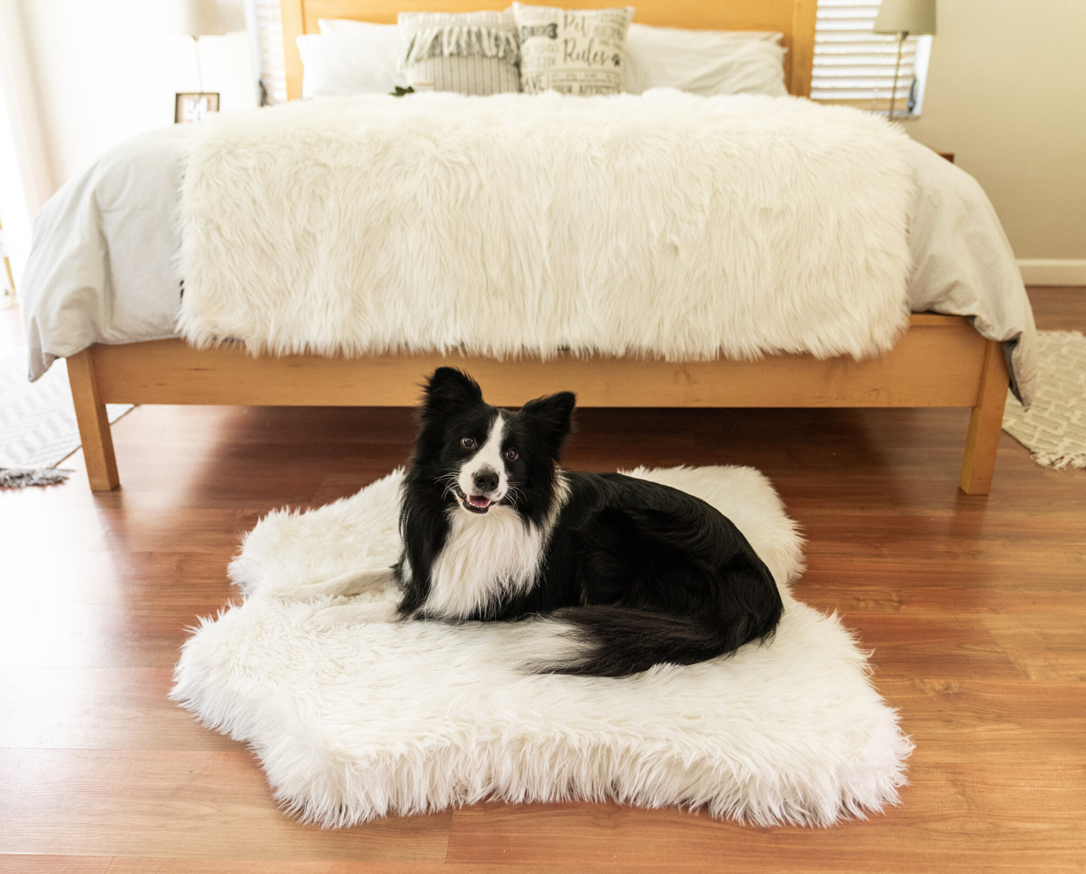 PupRug™ Junior Bundle - Memory Foam Bed, Polar Bear Faux Hide & Matching Waterproof Blanket