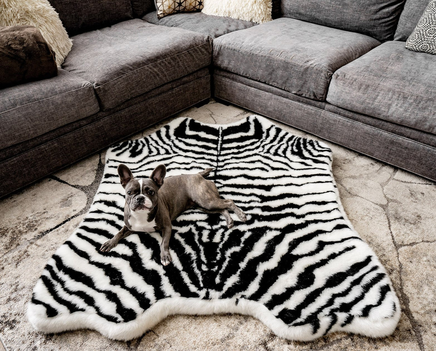 PupRug™ Animal Print Memory Foam Dog Bed - Zebra Faux Print
