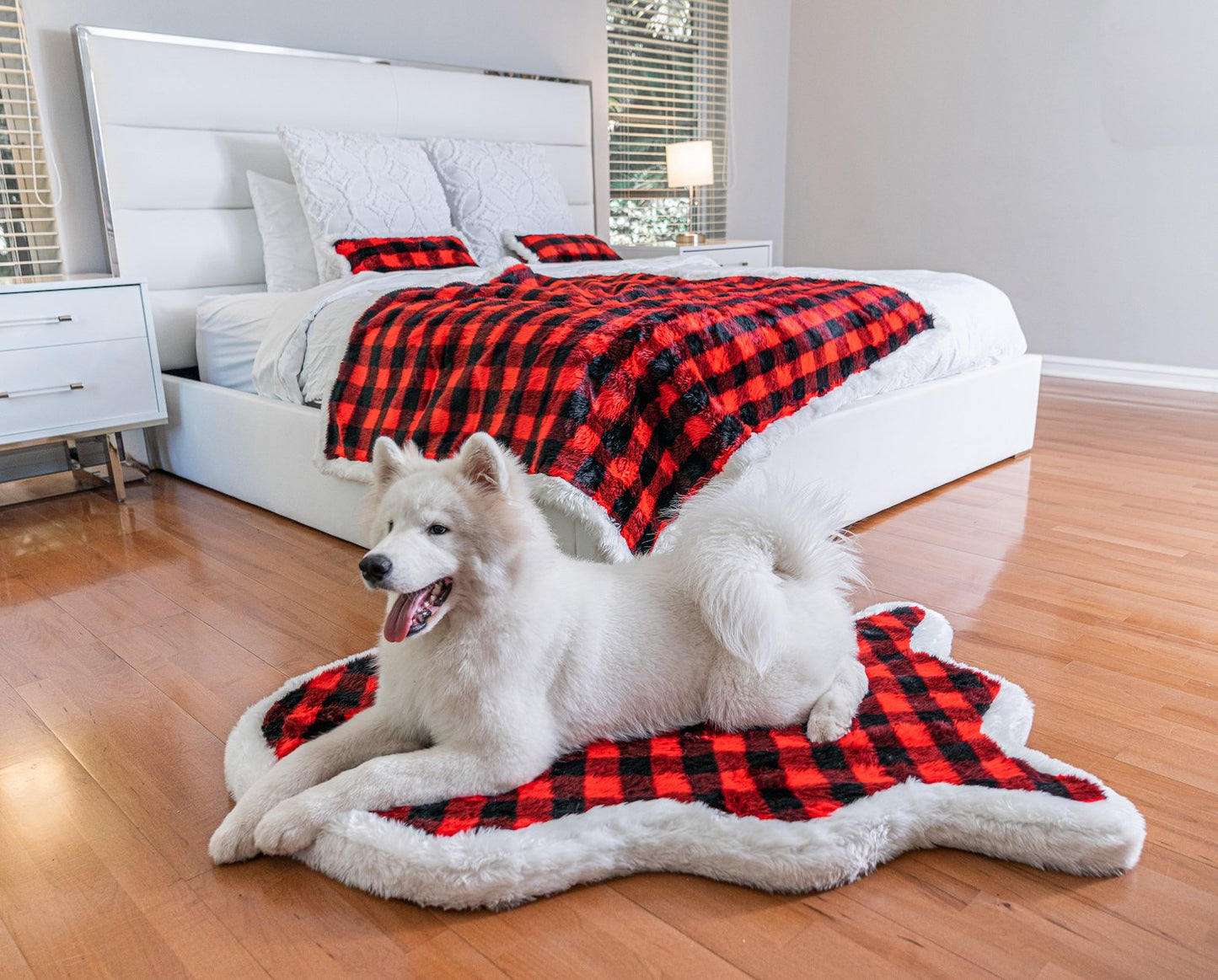 PupRug™ Bundle - Orthopedic Bed Curve, Winter Plaid + Matching Waterproof Blanket