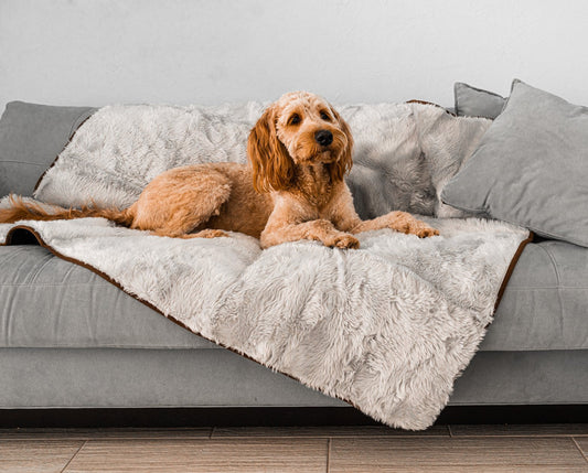 PupProtector™ Cool Comfort Short Faux Fur Waterproof Throw Blanket - Grey