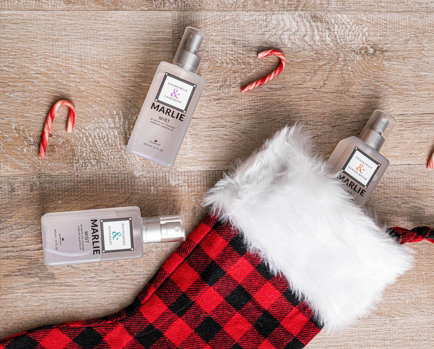 Santa's Choice Bundle - Winter Plaid Orthopedic Dog Bed + Matching Blanket + Pillow + Marlie Mist