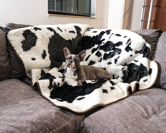 PupProtector™ Waterproof Throw Blanket - Black Faux Cowhide