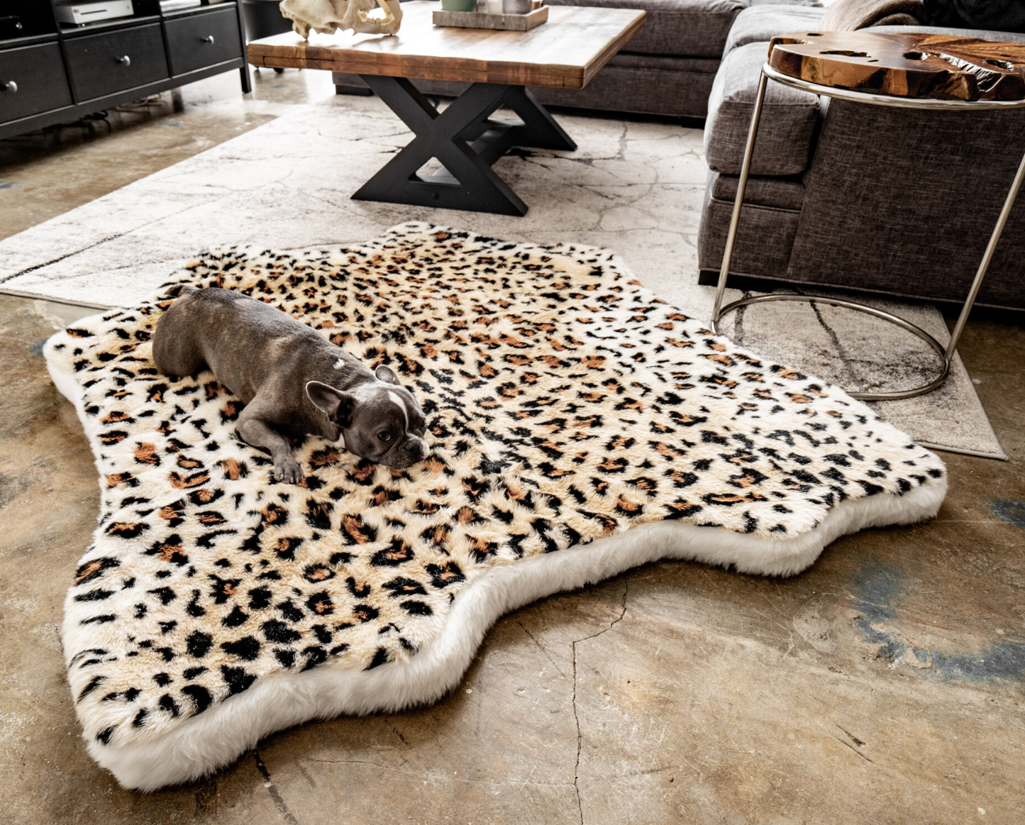 PupRug™ Bundle - Memory Foam Bed, Cheetah Faux Print & Matching Waterproof Blanket
