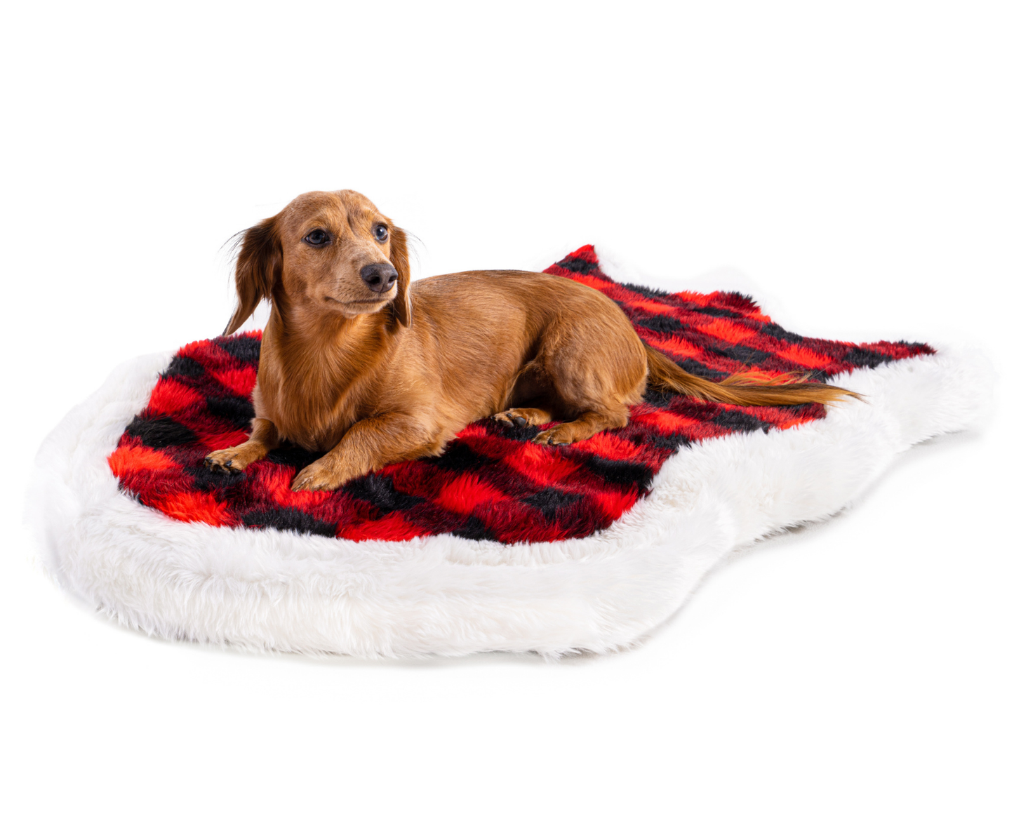 PupRug™ Faux Fur Orthopedic Dog Bed Cover - Curve Winter Plaid (Bed Not Included)